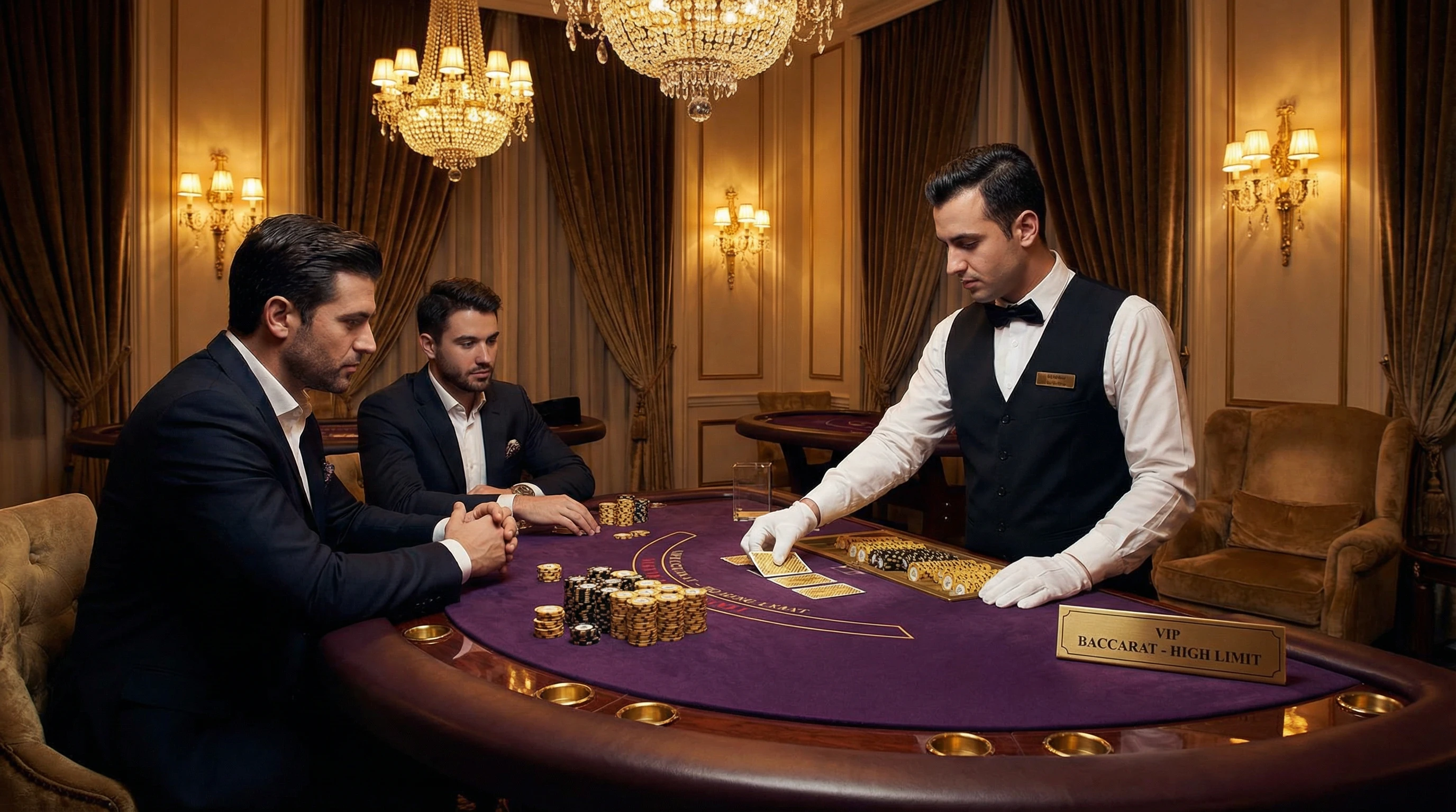 Sala VIP de bacará con dealer profesional